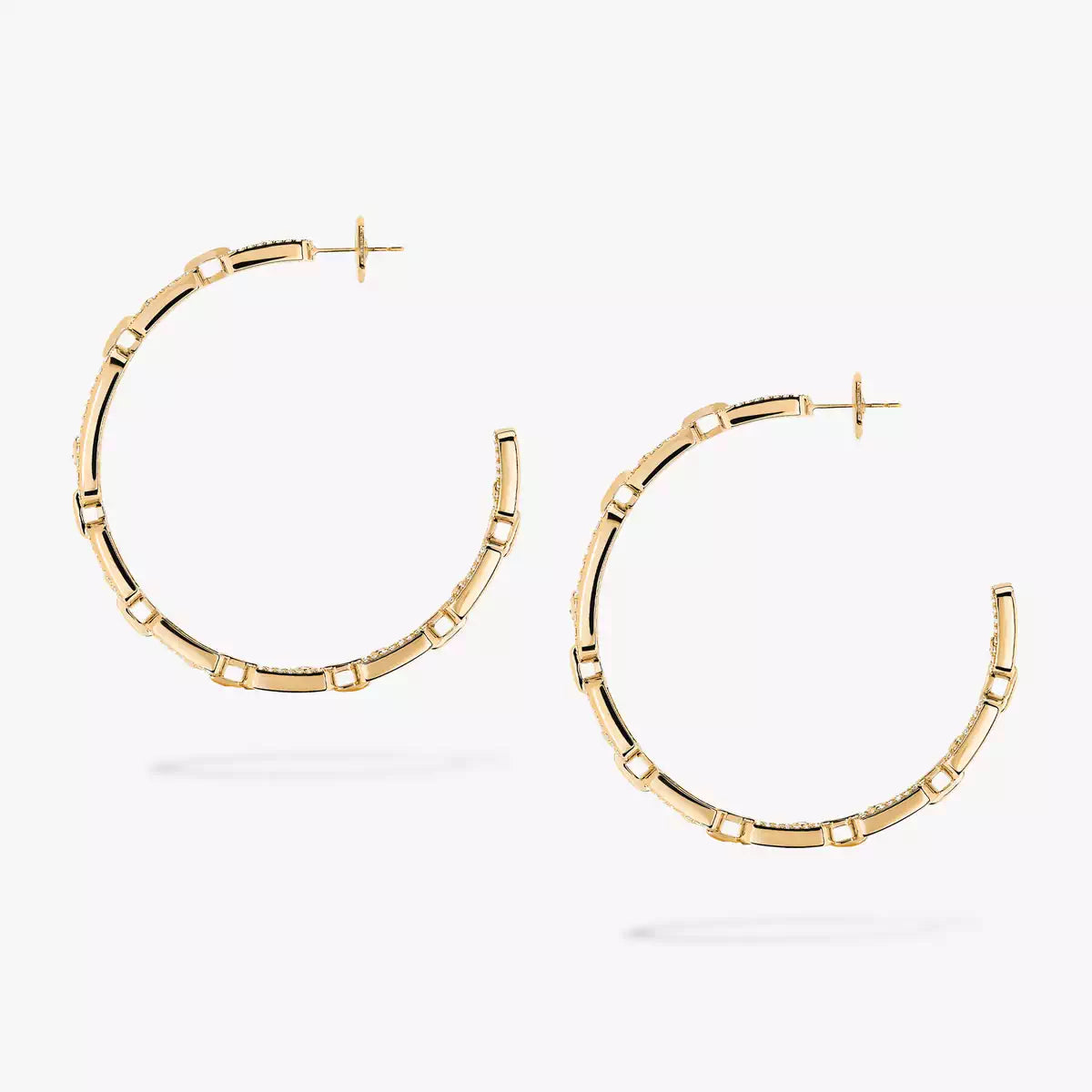 [Vicky]Move Link Diamond Hoop Earrings