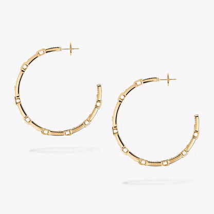 [Vicky]Move Link Diamond Hoop Earrings