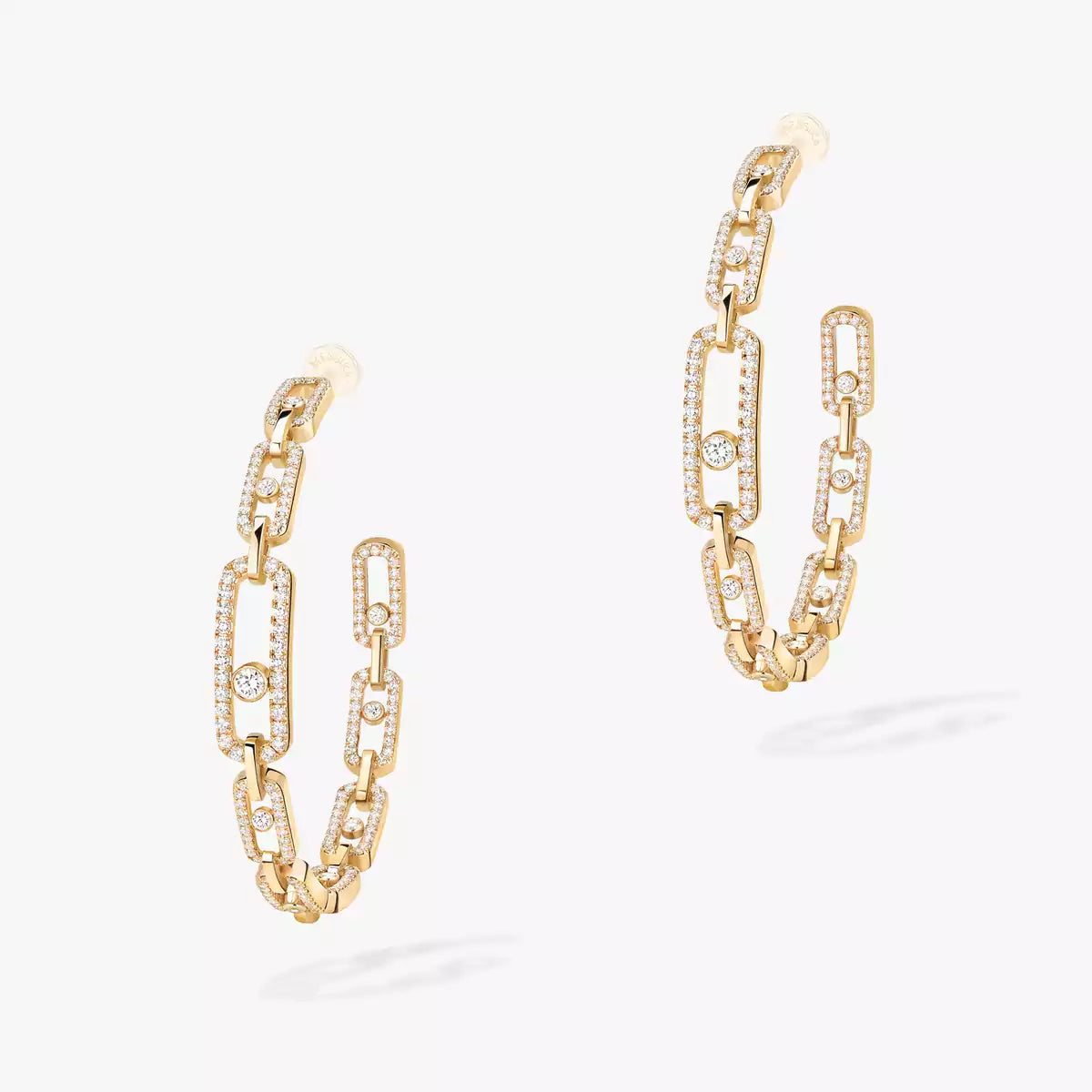 [Vicky]Move Link Diamond Hoop Earrings