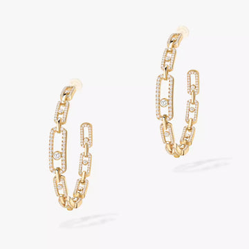 [Royal&Vicky]Move Link Diamond Hoop Earrings
