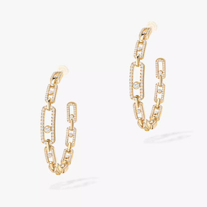 [Vicky]Move Link Diamond Hoop Earrings