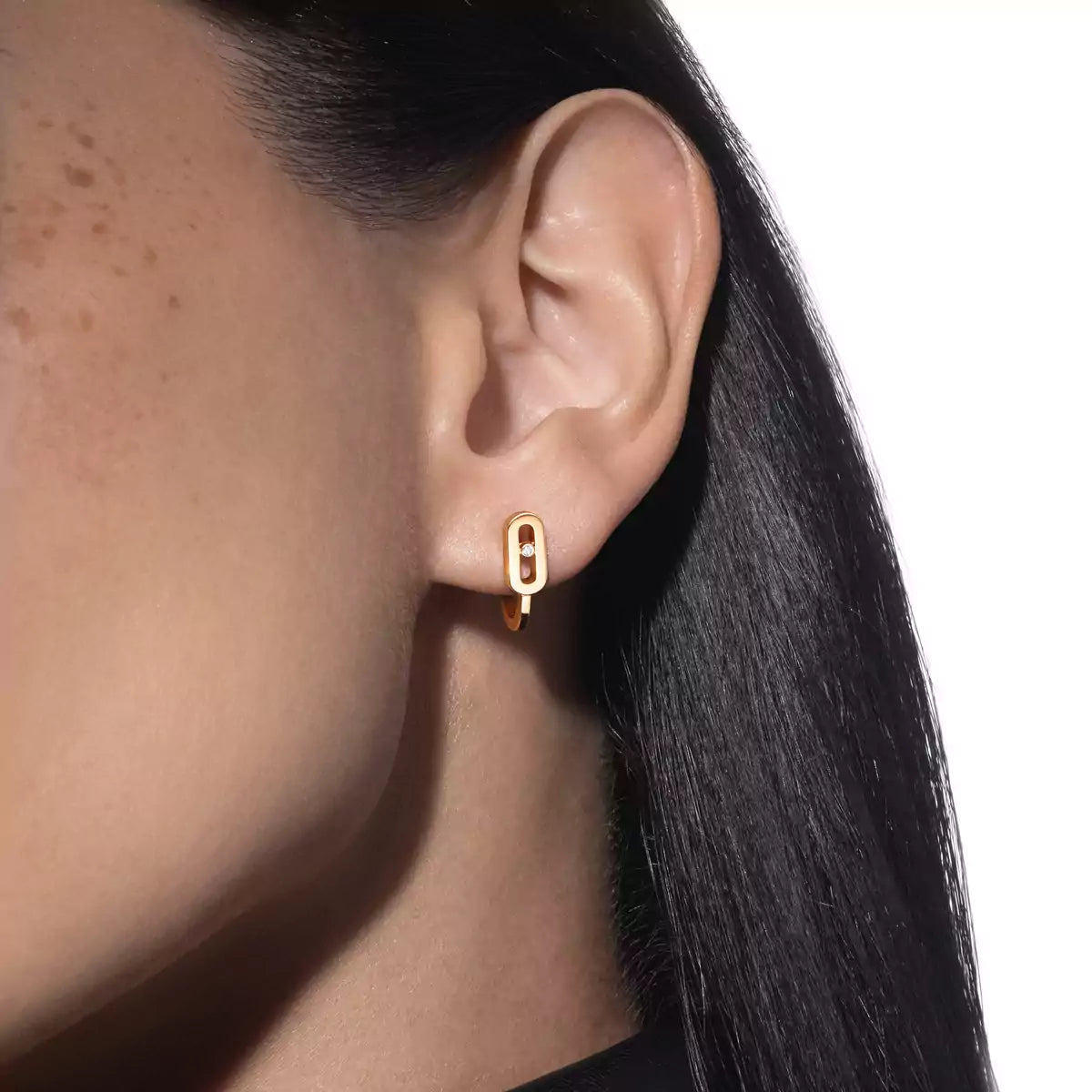 [Vicky]Diamond Mini Hoop Earrings Move Classique
