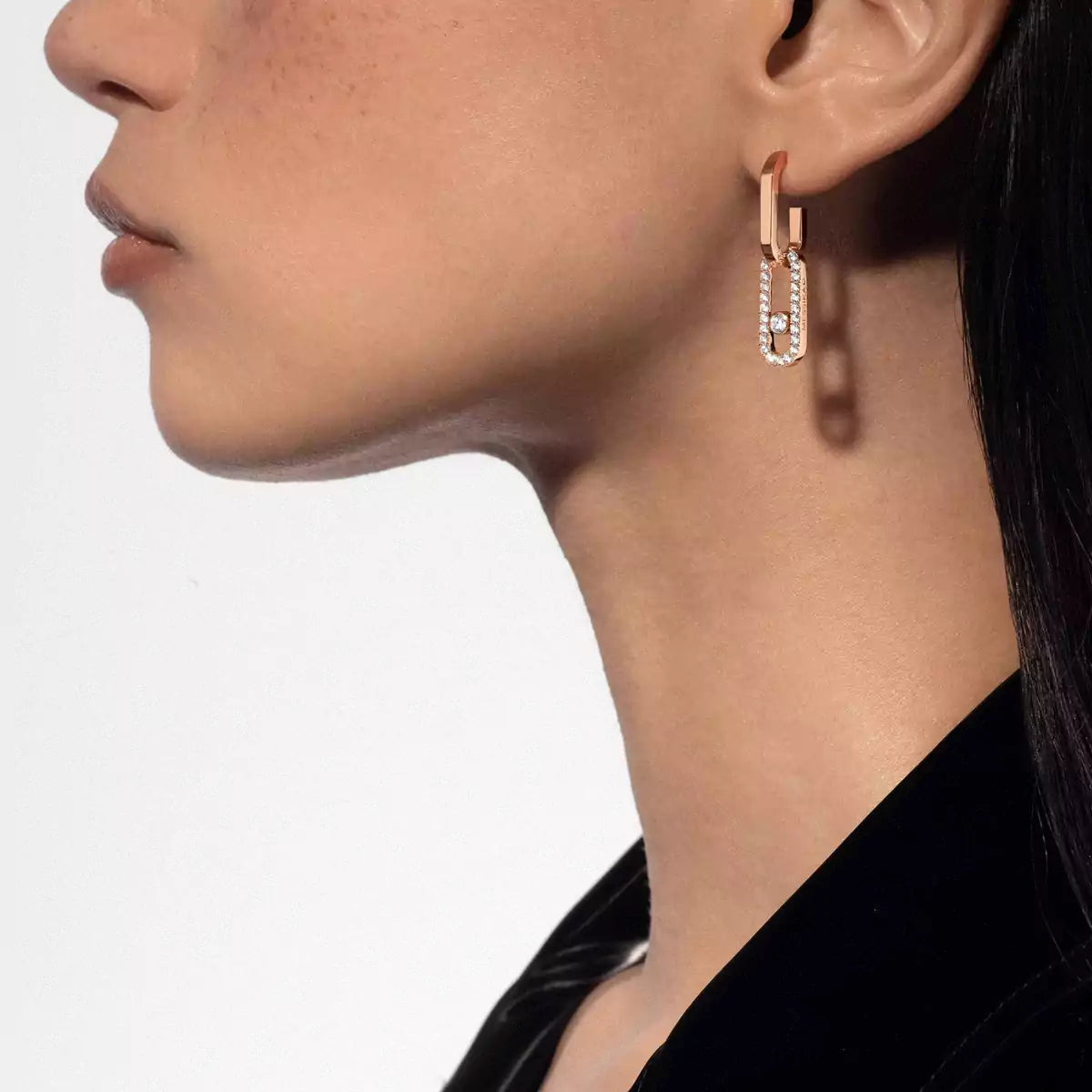 [Vicky]Move Link Diamond Earrings