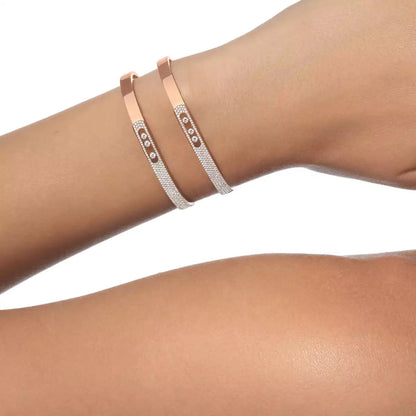 [Vicky]Move Noa Rose Gold Pavé Diamond Bangle Bracelet