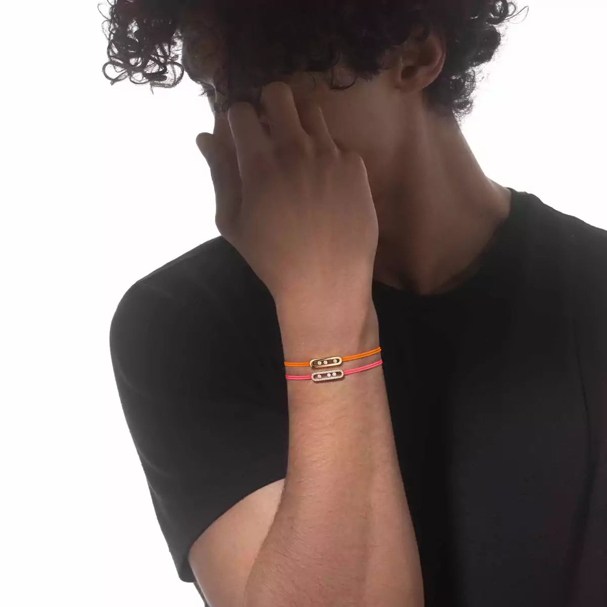 [Vicky]Messika Care(s) pink cord pavé bracelet