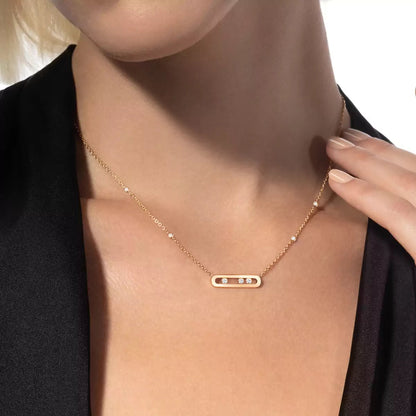 [Vicky] Baby Move Gold Diamond Necklace