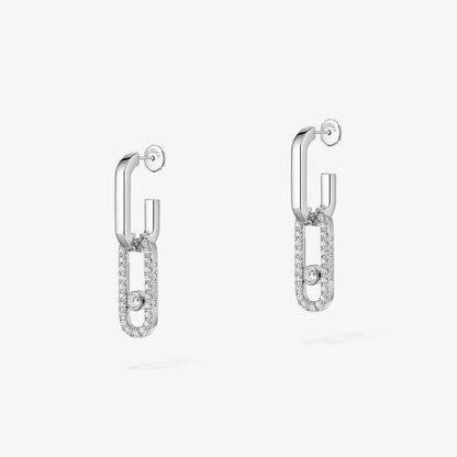 [Vicky]Move Link Diamond Earrings