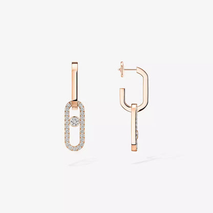 [Vicky]Move Link Diamond Earrings