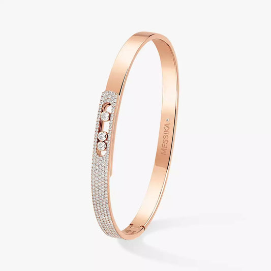 [Vicky]Move Noa Rose Gold Pavé Diamond Bangle Bracelet