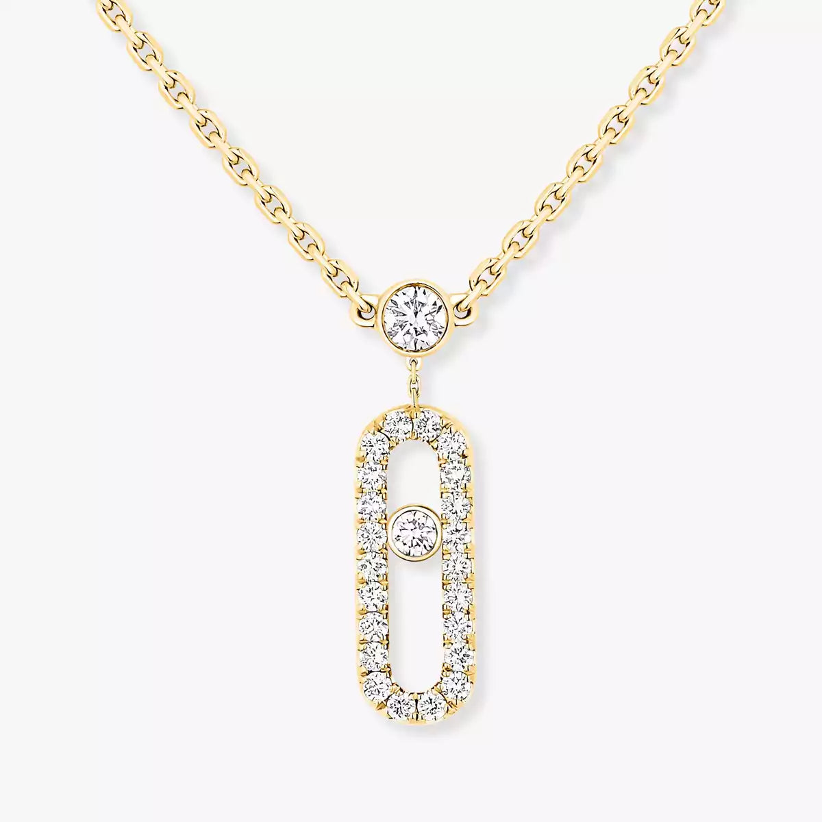[Royal&Vicky]2 Rows Rose Gold Diamond Pave_ Necklace Move Uno