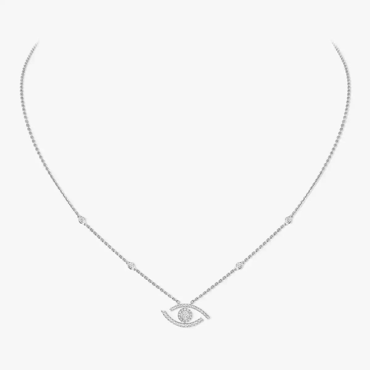 [Vicky]Pave_ Diamond Necklace Lucky Eye
