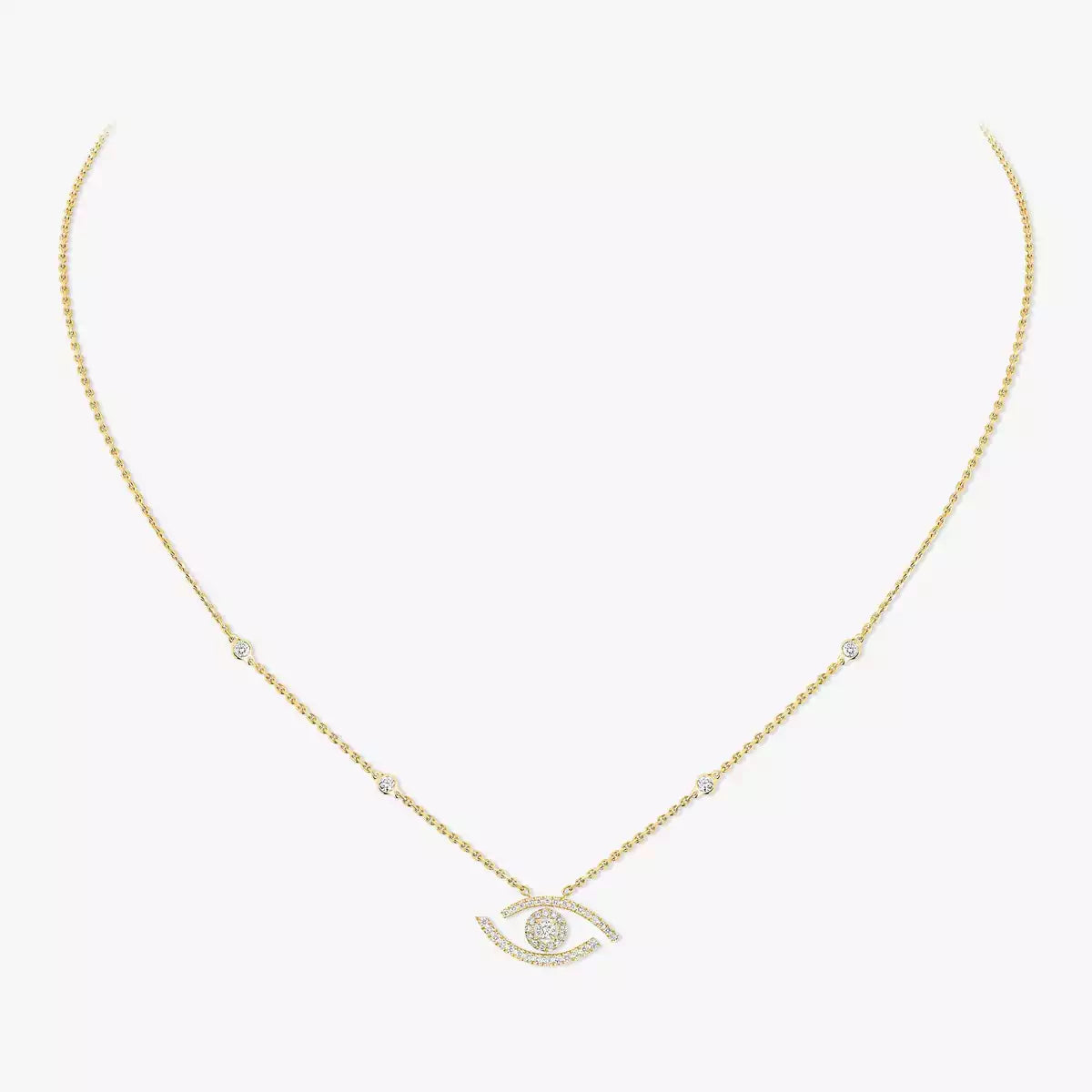 [Vicky]Pave_ Diamond Necklace Lucky Eye