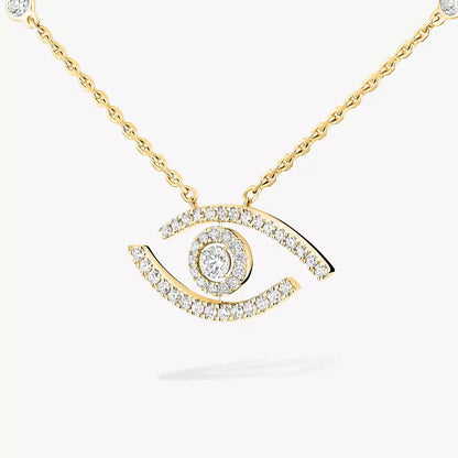 [Vicky]Pave_ Diamond Necklace Lucky Eye