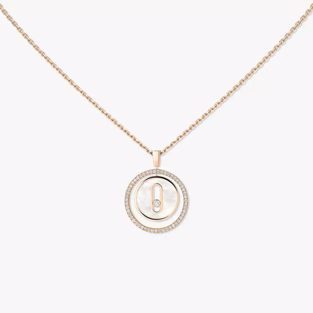 [Vicky]Lucky Move Diamond Necklace in Rose Gold and White Mother-of-Pearl