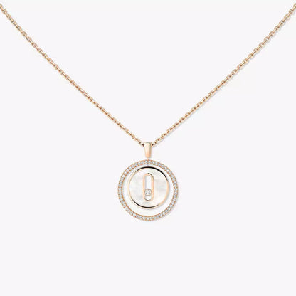 [Vicky]Lucky Move Diamond Necklace in Rose Gold and White Mother-of-Pearl