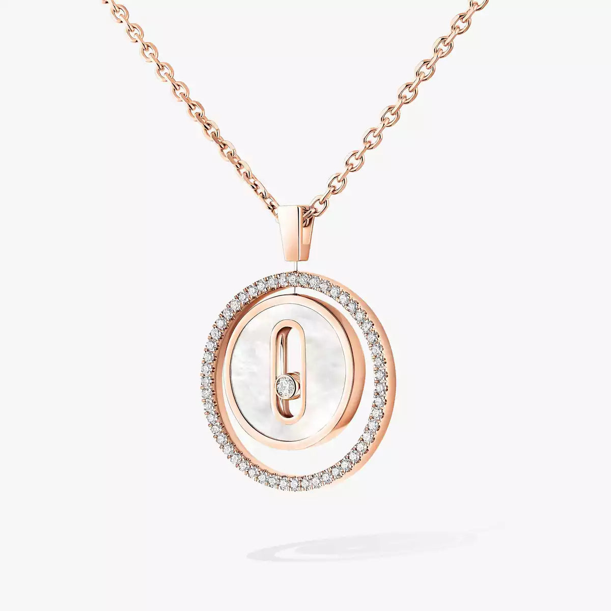 [Vicky]Lucky Move Diamond Necklace in Rose Gold and White Mother-of-Pearl