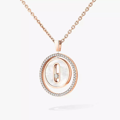 [Vicky]Lucky Move Diamond Necklace in Rose Gold and White Mother-of-Pearl