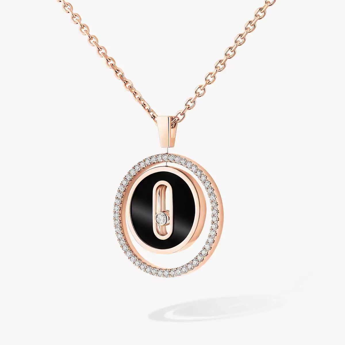 [Vicky]Lucky Move Diamond Necklace in Rose Gold and White Mother-of-Pearl