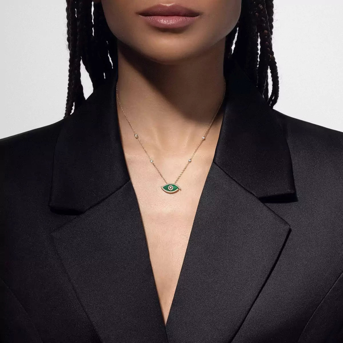 [Vicky]Lucky Eye Diamond Necklace in Rose Gold and Turquoise