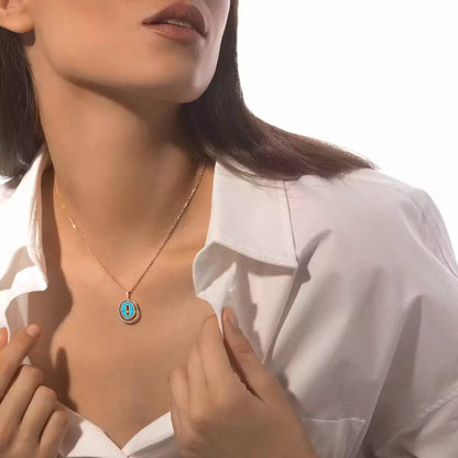 [Vicky]Lucky Move Diamond Necklace in Rose Gold and White Mother-of-Pearl