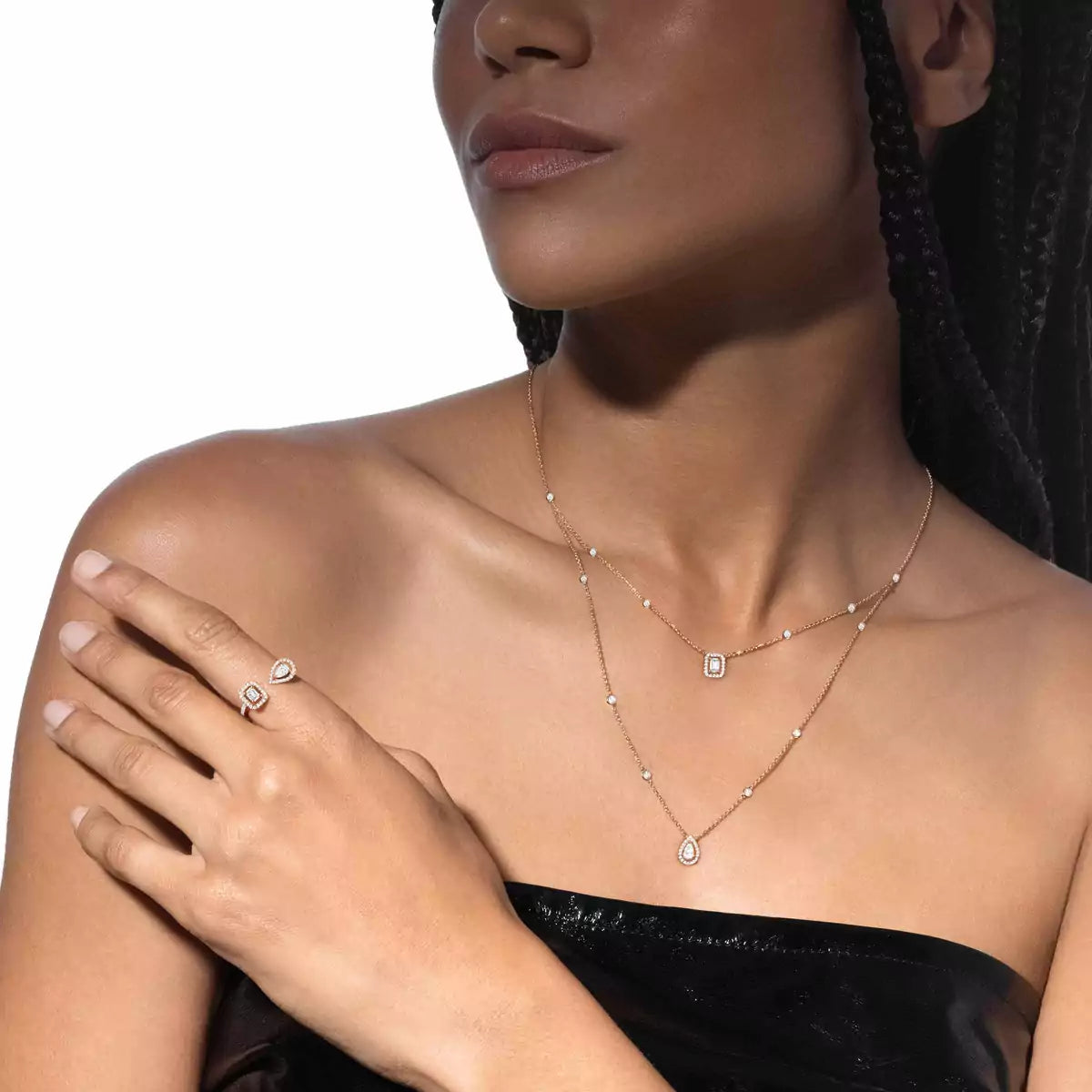 [Vicky]Diamond Necklace My Twin 2 Rows