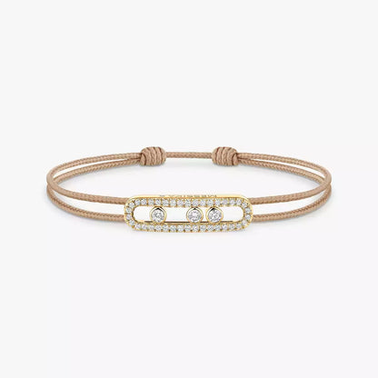 [Vicky]Messika Care(s) pink cord pavé bracelet