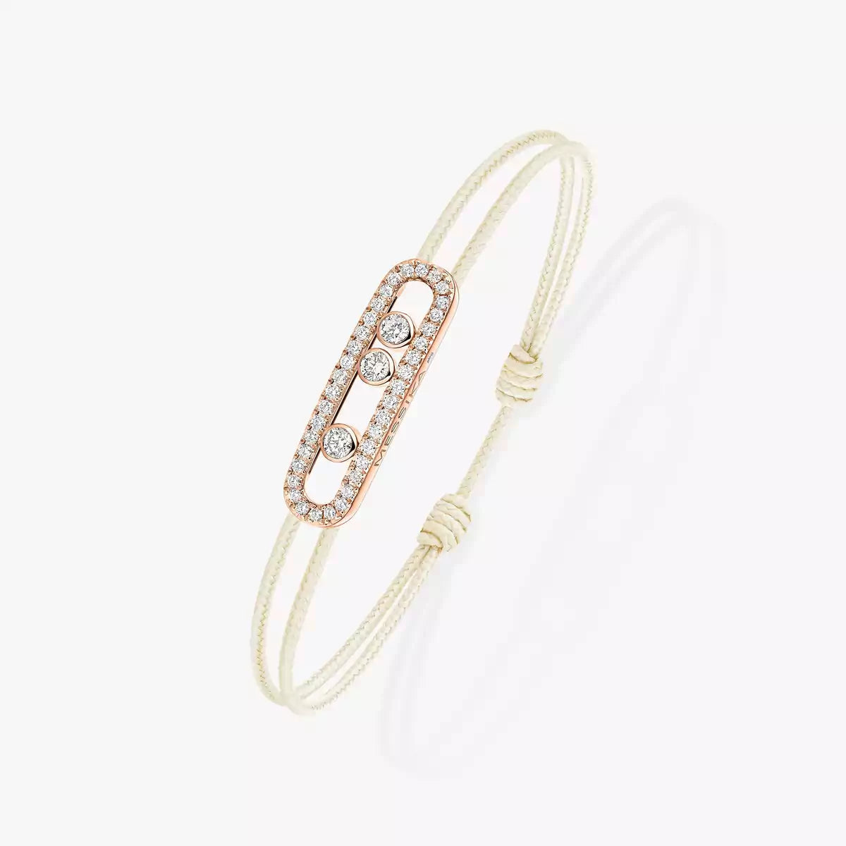 [Vicky]Messika Care(s) pink cord pavé bracelet