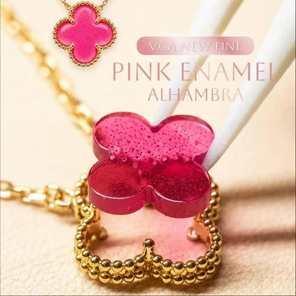 [Vicky] NEW CLOVER 15MM PINK ENAMEL NECKLACE