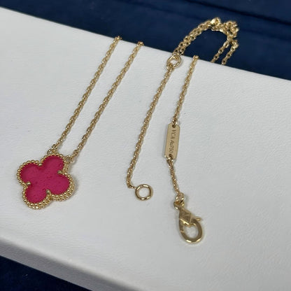 [Vicky] NEW CLOVER 15MM PINK ENAMEL NECKLACE