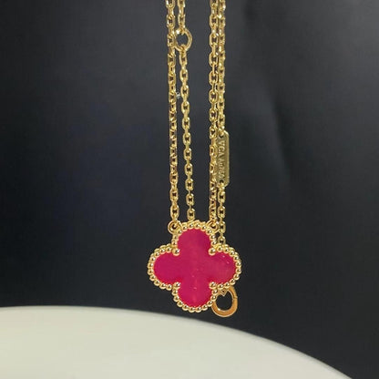 [Vicky] NEW CLOVER 15MM PINK ENAMEL NECKLACE