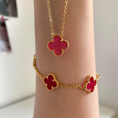 [Vicky] NEW CLOVER 15MM PINK ENAMEL NECKLACE