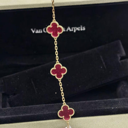 [Vicky]NEW CLOVER 5 MOTIFS PINK ENAMEL BRACELET