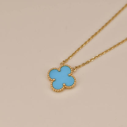 [Vicky]CLOVER 15MM VINTAGE TURQUOISE NECKLACE