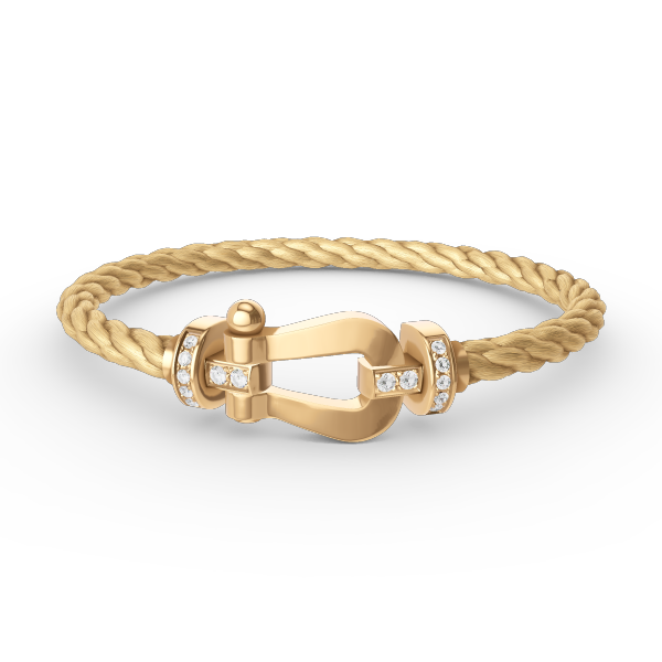 [Royal&Vicky]FORCE LARGE HORSESHOE HALF DIAMOND BRACELET GOLD