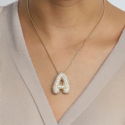 [Royal Vicky]Bubble Initial Diamond Necklace