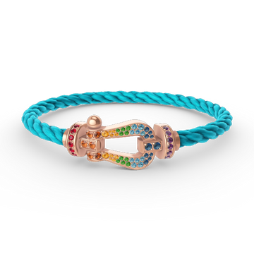 [Royal&Vicky]FORCE LARGE HORSESHOE  COLORED DIAMOND BRACELET ROSE GOLD