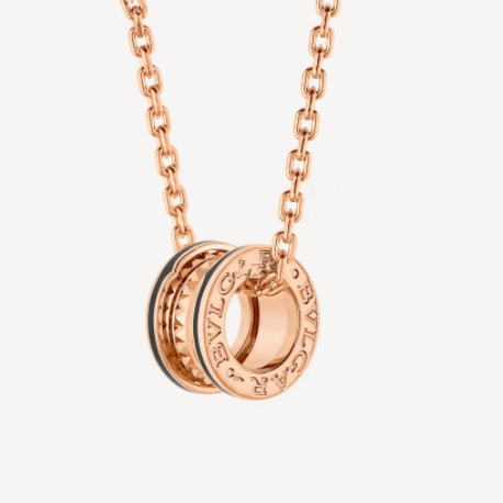 [Vicky]ZERO 1 ROCK PEDANT PINK GOLD BLACK NECKLACE
