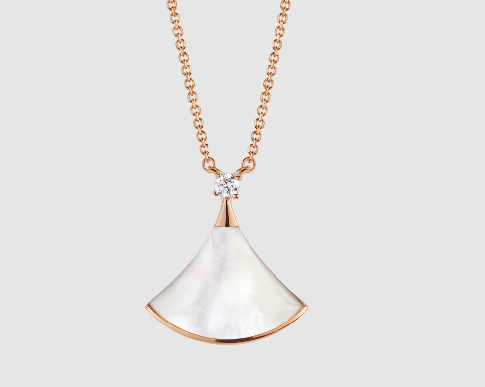 [Vicky]DREAM NECKLACE WHITE MOP PINK GOLD 1 DIAMOND