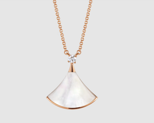 [Vicky]DREAM NECKLACE WHITE MOP PINK GOLD 1 DIAMOND