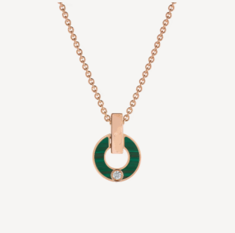 [Vicky]GARI NECKLACE PINK GOLD MALACHITE