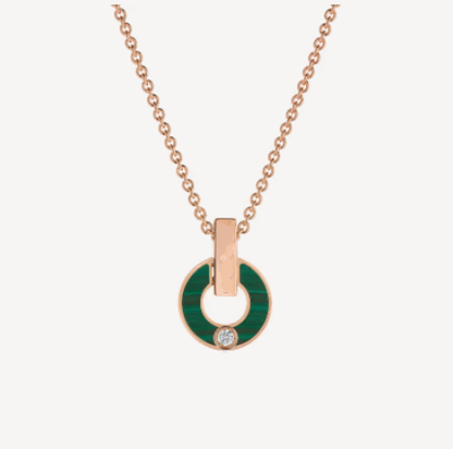 [Vicky]GARI NECKLACE PINK GOLD MALACHITE
