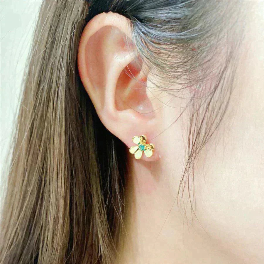 [Vicky]FRIVOLE  FLOWER MALACHITE EARRINGS