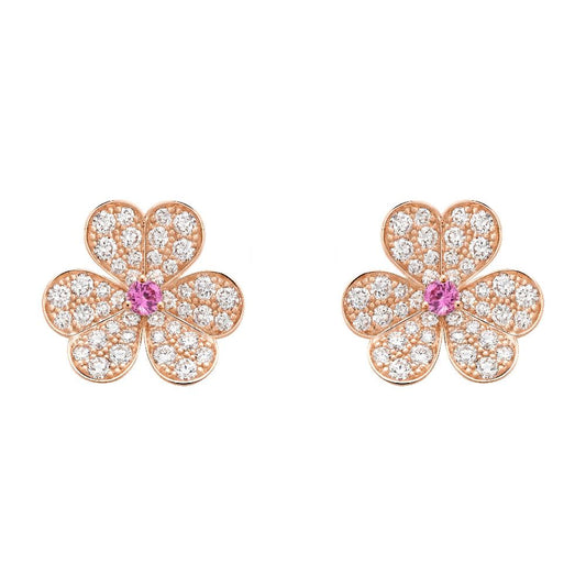 [Vicky]FRIVOLE PINK GOLD FLOWER DIAMOND EARRINGS