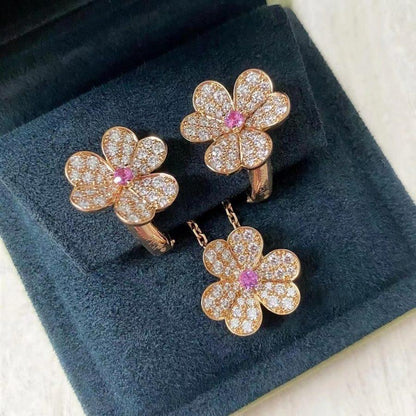 [Vicky]FRIVOLE PINK GOLD FLOWER DIAMOND EARRINGS