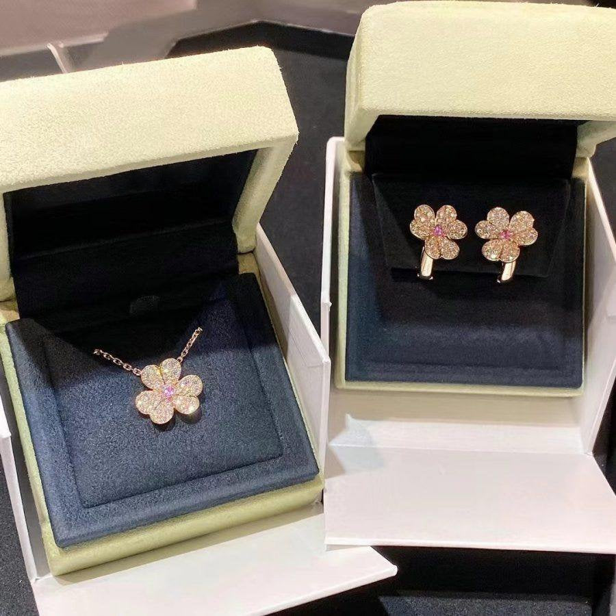 [Vicky]FRIVOLE PINK GOLD FLOWER DIAMOND EARRINGS