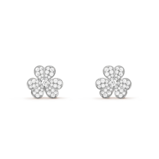 [Vicky]FRIVOLE SILVER FLOWER DIAMOND EARRINGS
