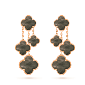 [Royal&Vicky]CLOVER EARRINGS DARK MOP 4 MOTIFS ROSE GOLD
