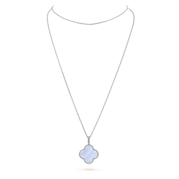 [Royal&Vicky]CLOVER SILVER CHALCEDONY BIG CLOVER NECKLACE