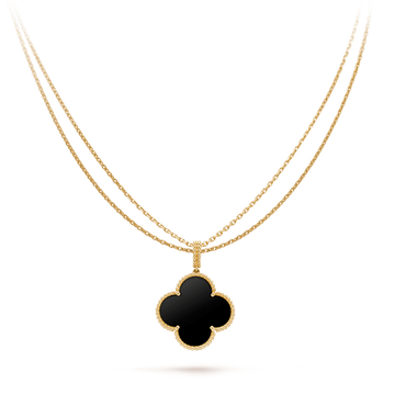 [Royal&Vicky]CLOVER 25MM GOLD ONYX BIG CLOVER NECKLACE