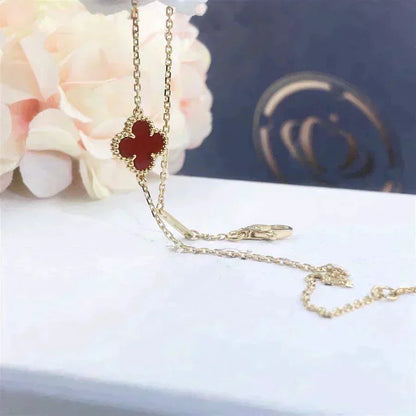 [Vicky]CLOVER  CARNELIAN SINGLE FLOWER BRACELET